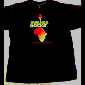RWANDA ROCKS Tshirt Mens’ Sz M “2016 Raise the roof for music & education” NEW